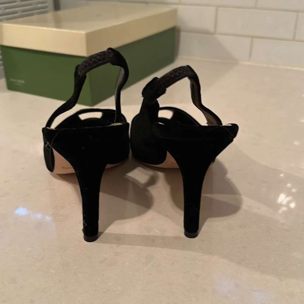 kate spade Black Velvet Slingback Heels